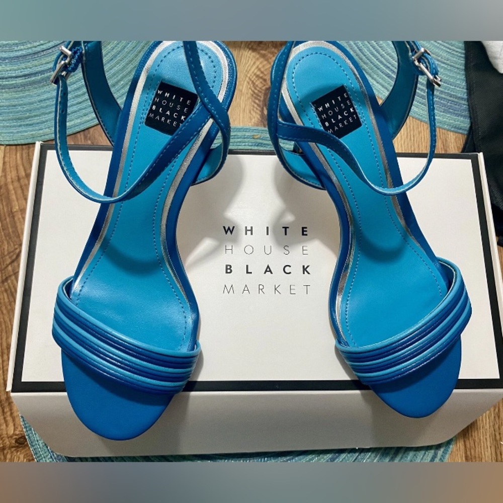 White House Black Market Women's Ari Blue Ankle Strap Size 6.5 M New In Box